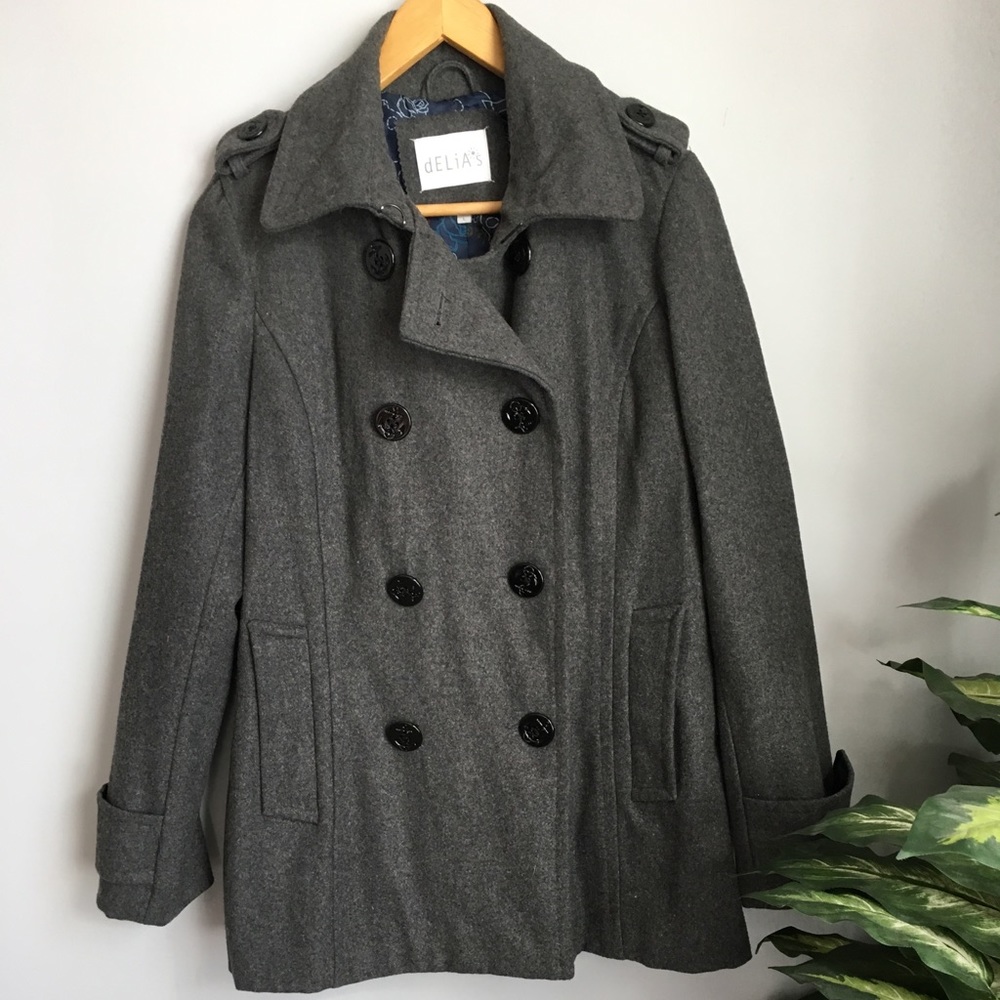 DeLia*s Charcoal Grey Women’s Peacoat